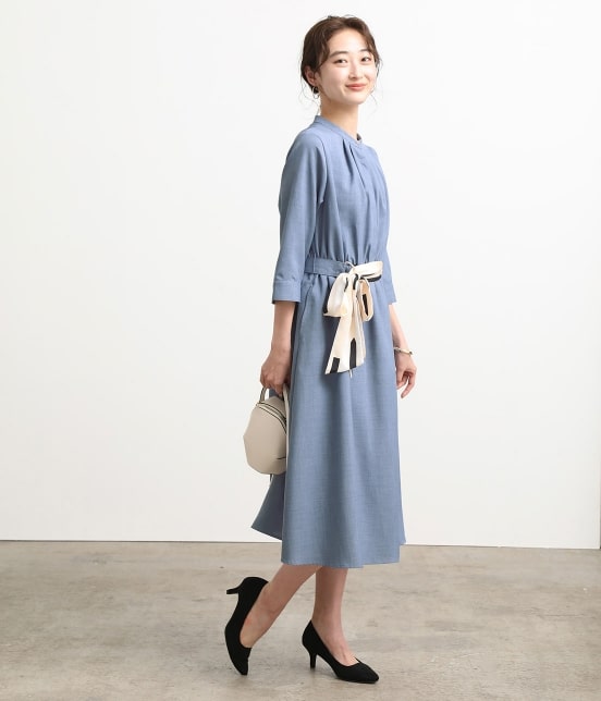 Vis スカーフベルト付き麻調タックワンピース ワンピース ワンピース 通販 J Adore Jun Online