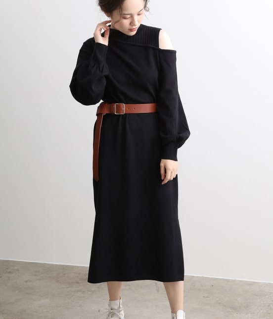 Vis ベルト付きレイヤード風肩開きニットワンピース ワンピース ワンピース 通販 J Adore Jun Online