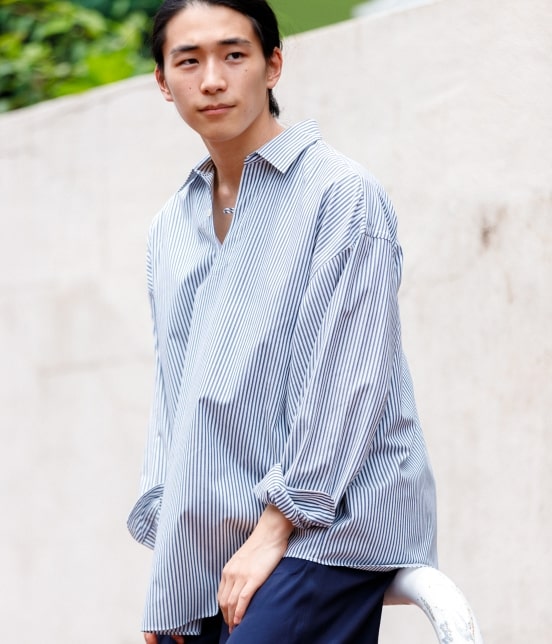 Web 一部店舗限定 オーバーサイズ ストライプ スキッパーシャツ Adam Et Rope アダムエロペ 公式サイト