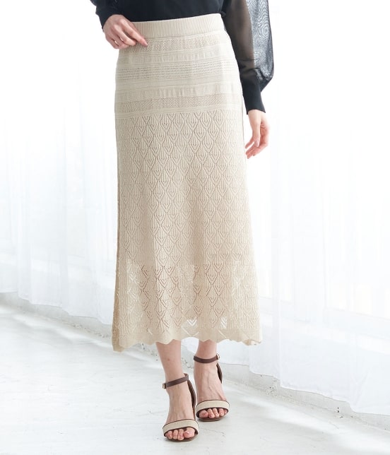 Rope Picnic セットアップ対応 透かし編みニットロングスカート スカート スカート 通販 J Adore Jun Online