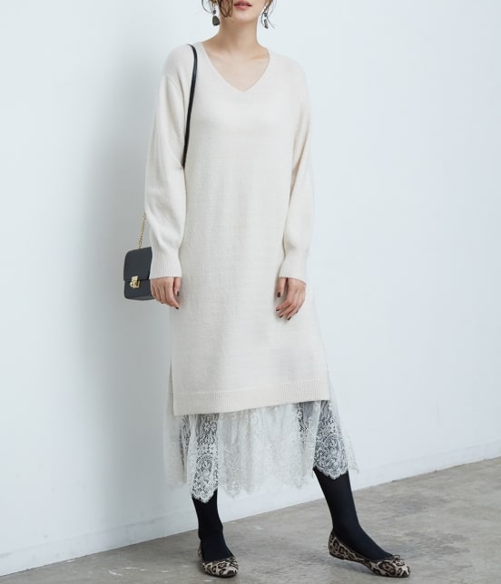 Rope Picnic ロペシスターズコレクション 辻直子監修 ニットワンピース レーススカート ワンピース ワンピース 通販 J Adore Jun Online
