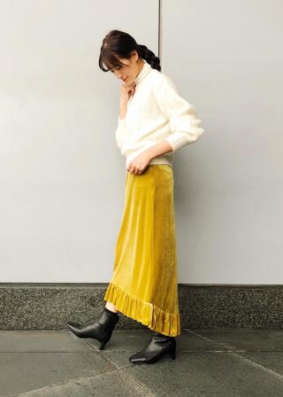 Mademoiselle Rope フリルヘムベロアロングスカート スカート スカート 通販 J Adore Jun Online
