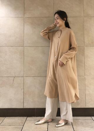 SALON adam et ropé / スタンドカラーシアーロングシャツ (トップス
