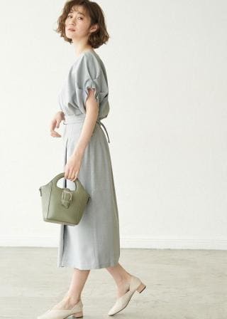 【新着】LOEWE コットンのラップスカート セール】[新色追加][低身長サイズ有]コットンリネンラップ風