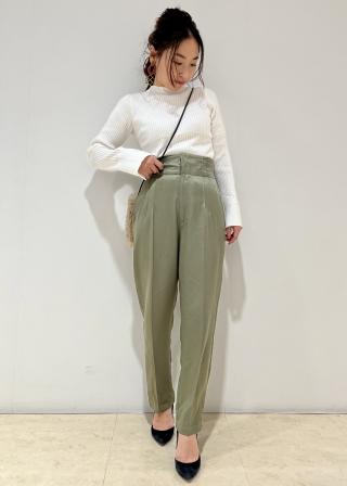 新 モデルレディース - ohga ハイウエストパンツ パスタチオ S