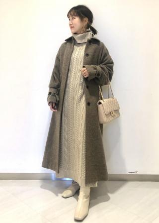 美品♡HERNO モヘヤウール シャギー 比翼ステンカラーコート 厚手生地 ビッグシルエットウールタッチ比翼ステンカラーコート（ステンカラー
