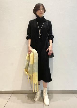 VIS(ビス) / サイドプリーツドッキングケーブルニットワンピース