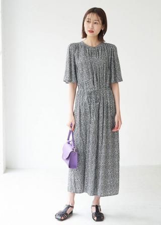 もりもり⚠️2wayギャザーワンピース 2wayパイピングギャザーノースリワンピース(M BLACK