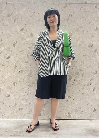 【23AW NEW】LOEWE_woman/ストライプ ターンアップ シャツドレス 110306049WW13010010001
