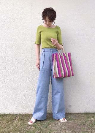 REFREM ニットトップス ROPÉ(ロペ) / リブ5分袖スクエアネックニット (トップス