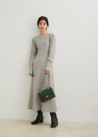 VIS(ビス) / ボタンアクセントフレアワンピース (ワンピース