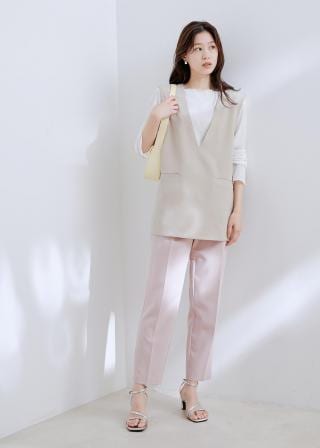 VIS(ビス) / 【防シワ・洗える】ダブルクロスVネックベスト (トップス