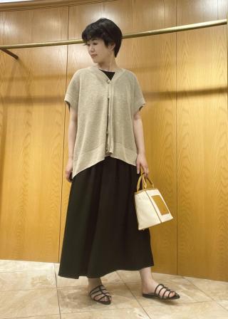 ロペ　ROPE とろみシルクライク　タックギャザーワンピース　ベージュ セール】 とろみシルクライク タックギャザーワンピース