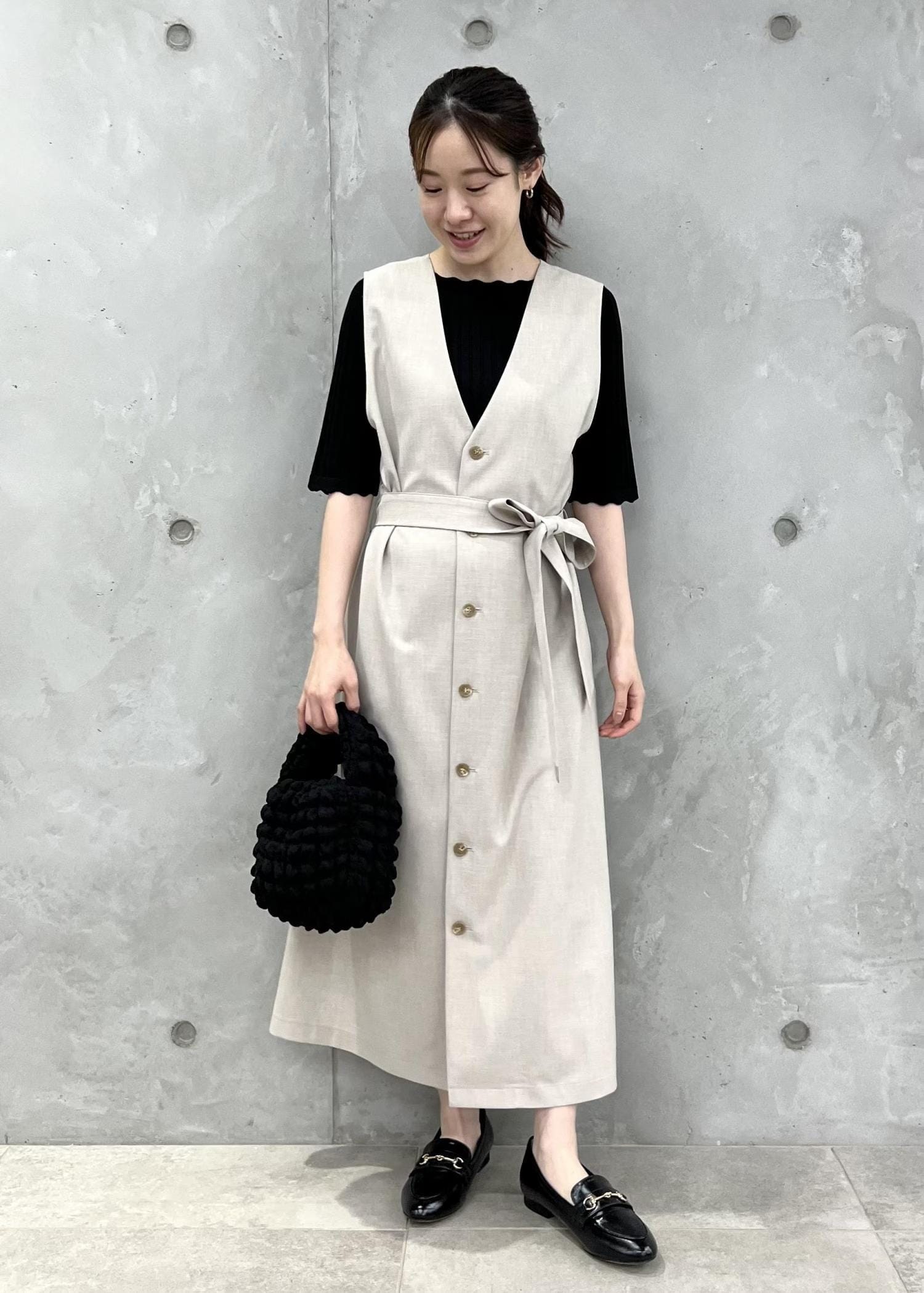 オーダーコーデ　レディース服 オーバーサイズテーラードベストZ、ライトスウェットボーダー