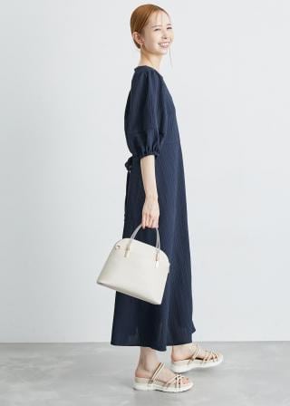 ぽこ　fitmore ワンピース Fit more ワンピース フラワーレース襟ティアードワンピース