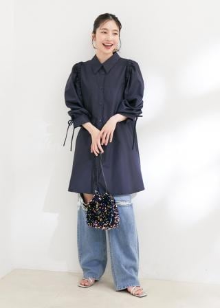 極美品✨emmi ボレロ付シャツワンピース マキシ丈 ストライプ 2way 極美品✨emmi ボレロ付シャツワンピース マキシ丈 ストライプ