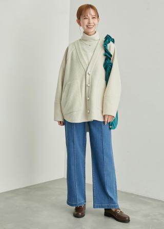 【美品】ロペピクニック　ジャージメルトンオーバーダッフルコート モカ　完売品 ROPÉ PICNIC(ロペピクニック) / ジャージメルトンオーバー