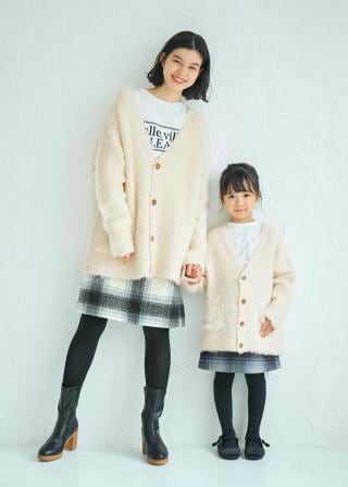 Uhr キッズ　ニットカーディガン 洗える ビッグシルエット コットンニットカーディガン | 子供服