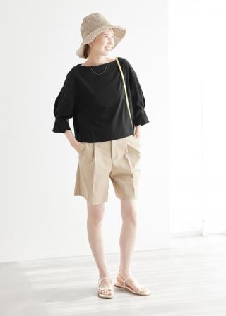ROPE ロペ　７分袖カットソー ROPE' PICNIC｜冷感/70シルケット7分袖タックプルオーバー