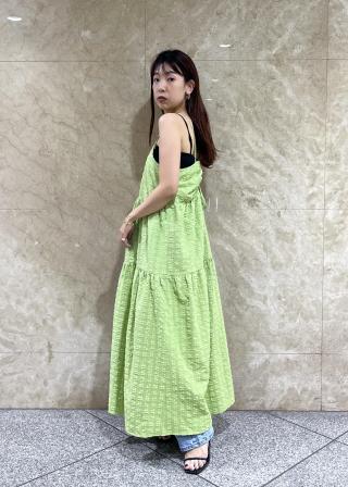 VIS(ビス) / 【洗える】ぽこぽこチェック柄ティアードキャミワンピース