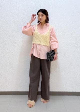 セットアップ対応】ハイウエストワイドパンツ【洗える】 (パンツ