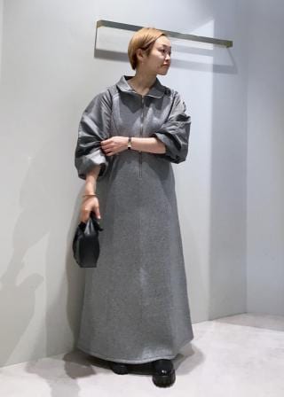 アダムエロペ サステナブル ダンボールコンビワンピース グレイ アダムエロペ サステナブル ダンボールコンビワンピース グレイ