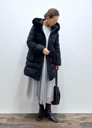 公式販促 ロペ*ダッフルボタン付き天然ダウンコートHR7357