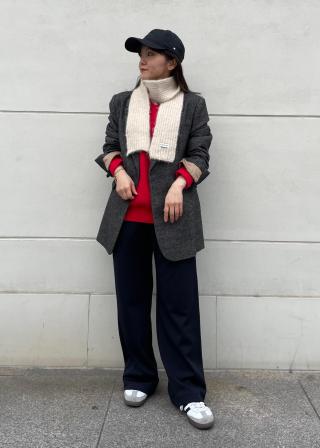 リバーシブルリブニットマフラー 大判 リバーシブルアーガイルニットマフラー ウールニット