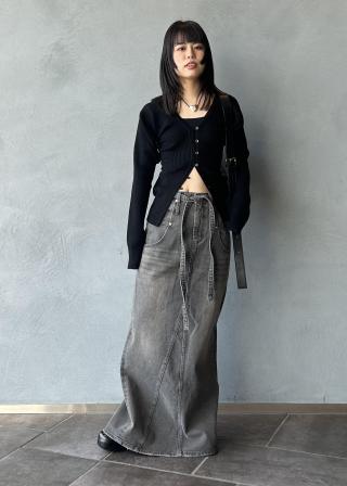LOW CLASSIC/ロウ・クラシック】BELTED HIGH WAIST DENIM SKIRT