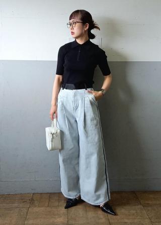 AURALEE ニットポロシャツ AURALEE】ニットポロシャツ 半袖 ブラック