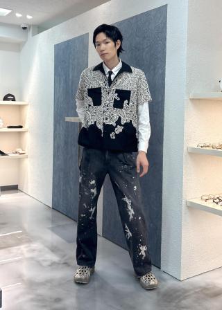 julien david パンツ M リップストップ ジュリアンデイビッド 紫 UNISEX】MUCENT／レオパードワイドパンツ（デニムパンツ