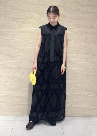 ADIEU TRISTESSE黒エンブロイダリーレース ロングシャツワンピースF ADIEU TRISTESSE黒エンブロイダリーレース ロングシャツ
