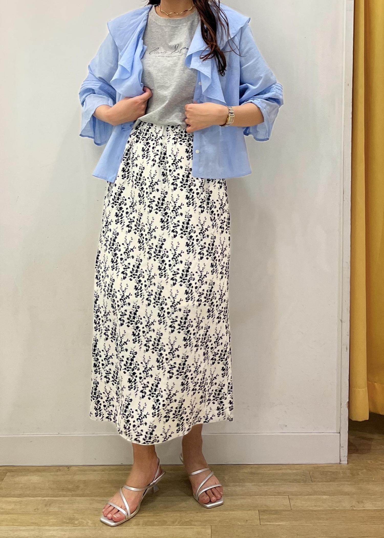 ドルチェアンドガッバーナ 藤の花フラワープリントスカート コットン
