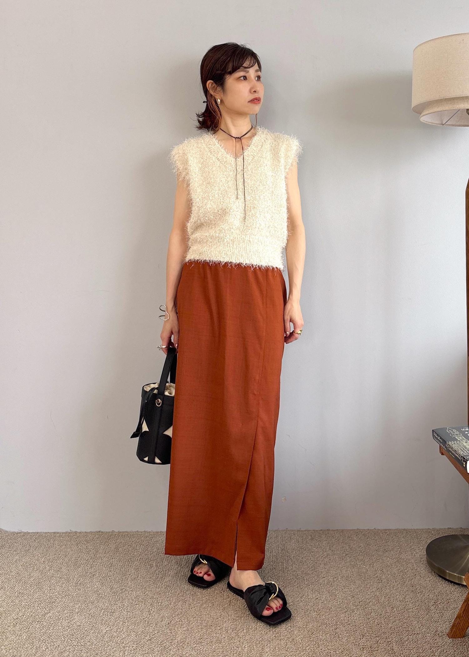 限定値下げ　kitta Fur Vest 福木 fur vest × color skirt / _ichi / VIS ｜J'aDoRe JUN ONLINE