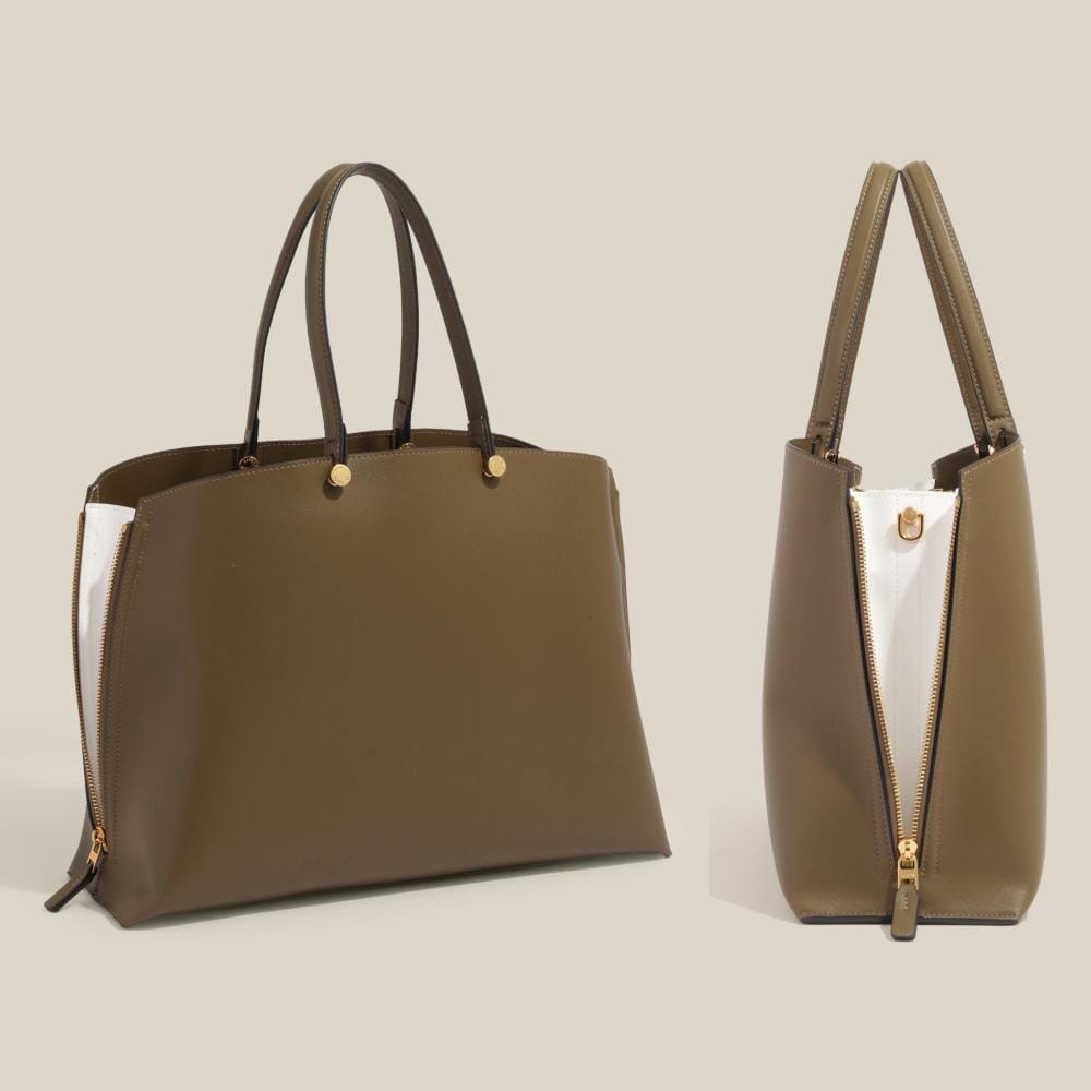 カーキ系×ホワイト