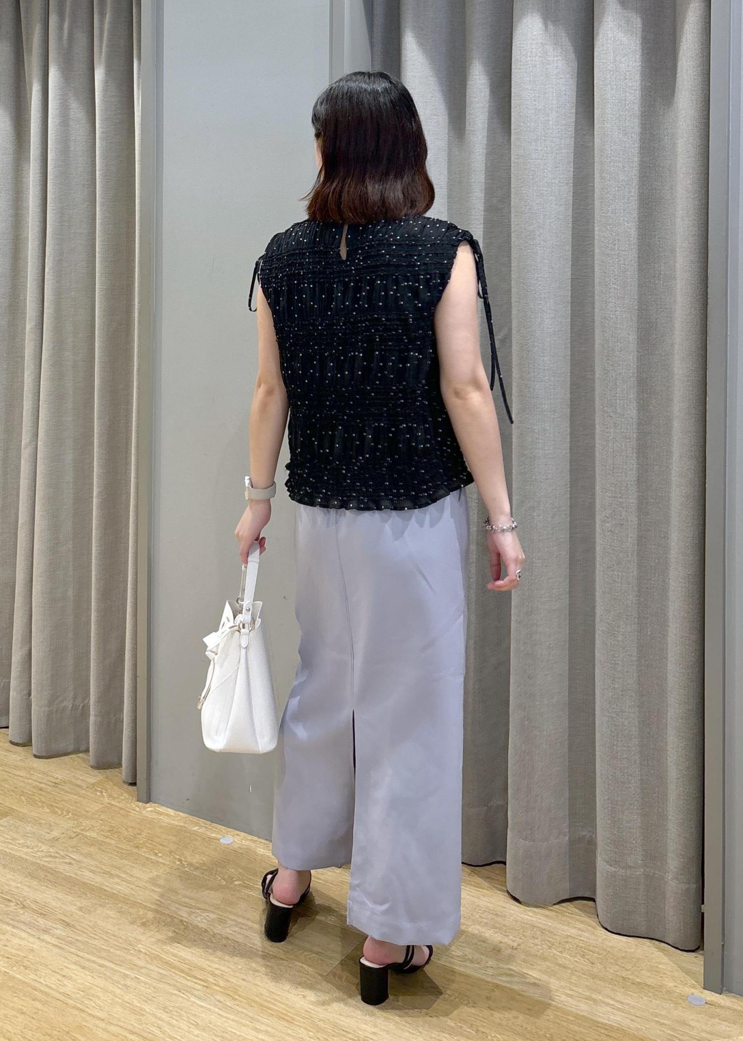 【BEARDSLEY】プリントシャーリングスカート ブラック 23AW ドット柄 極美品】BEARDSLEY ドット パッチワーク ロング スカート フレア