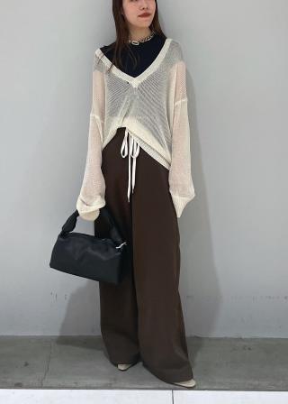 ADAM ET ROPE◆ホツレ有/25SS/シアーVネックトップス/コットン/BEG/GAM-05450-A ADAM ET ROPE'｜シアーVネックトップス | Rakuten Fashion(楽天