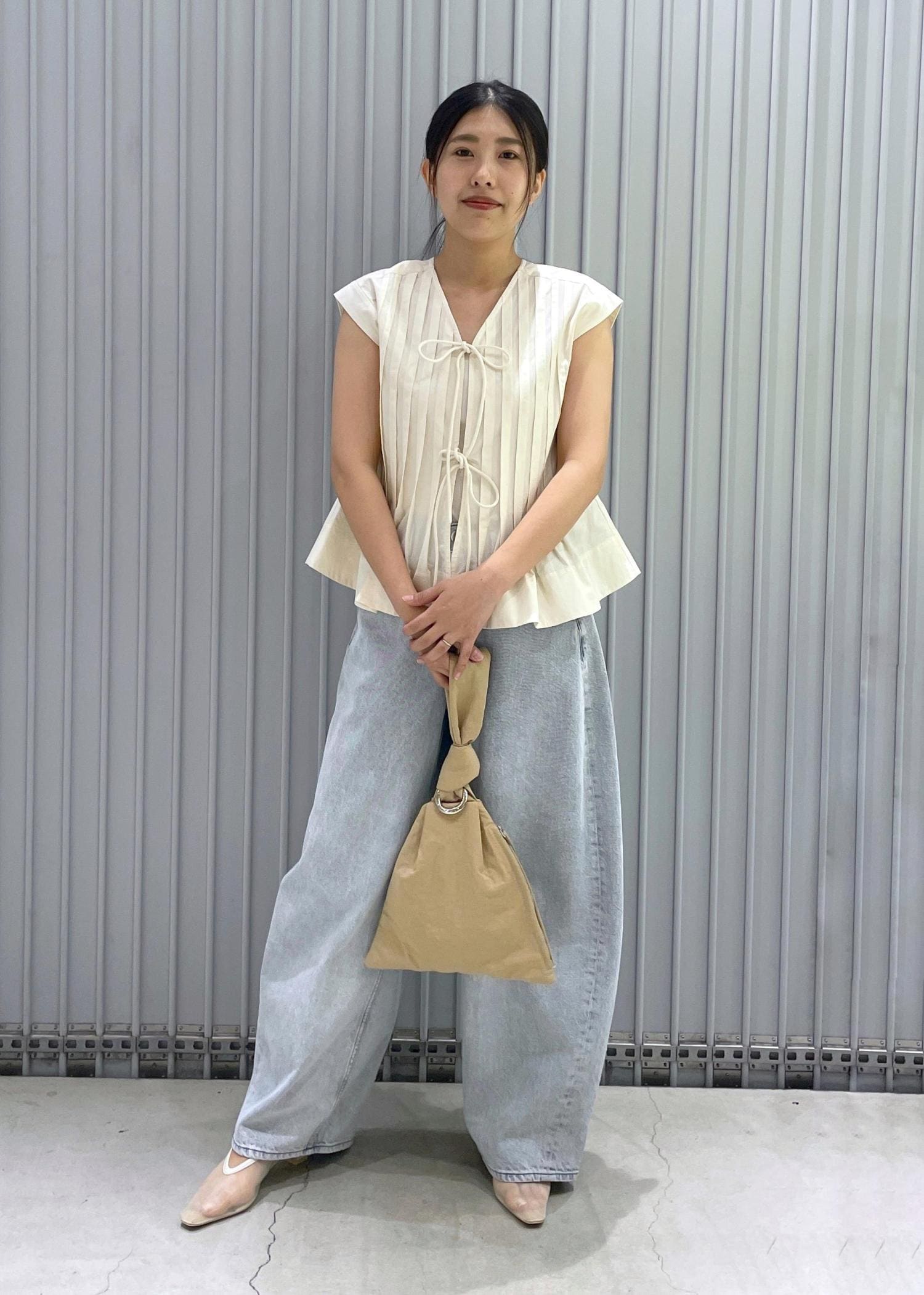 ADAM ET ROPÉ  ボア　ジレ　グレー サスペンダージレ(505103702) | アダム エ ロペ(ADAM ET ROPE