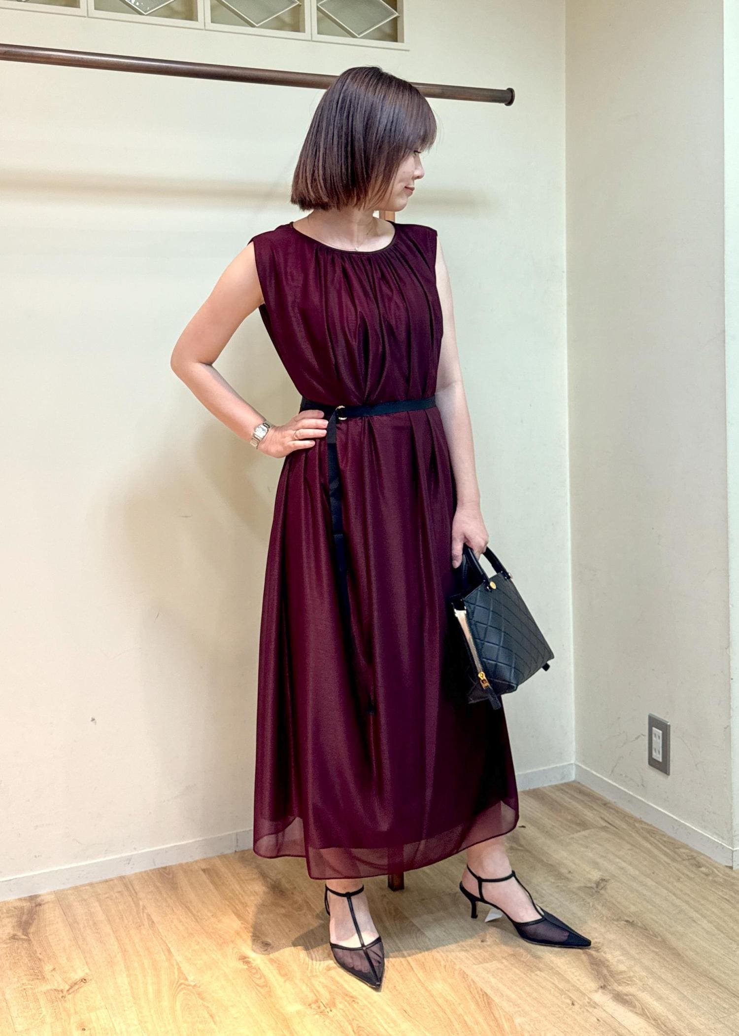リン　ワンピース ZARA】ZW COLLECTION ポプリンワンピース レッド 2640/360/600