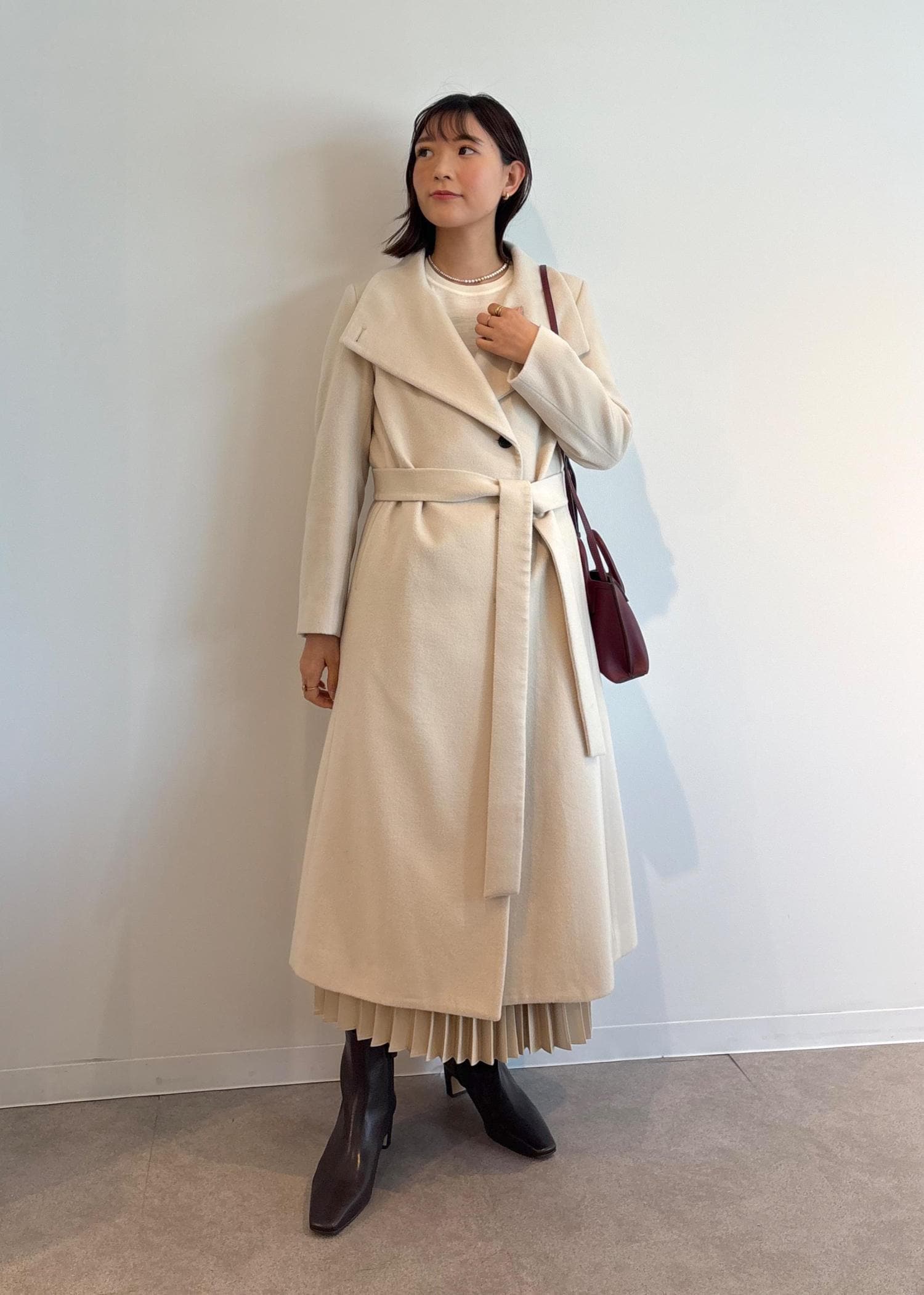 【ANNIE P. 】カシミヤ混 ダブルブレステッド ロングコート ANNIE P. 】カシミヤ混 ダブルブレステッド ロングコート