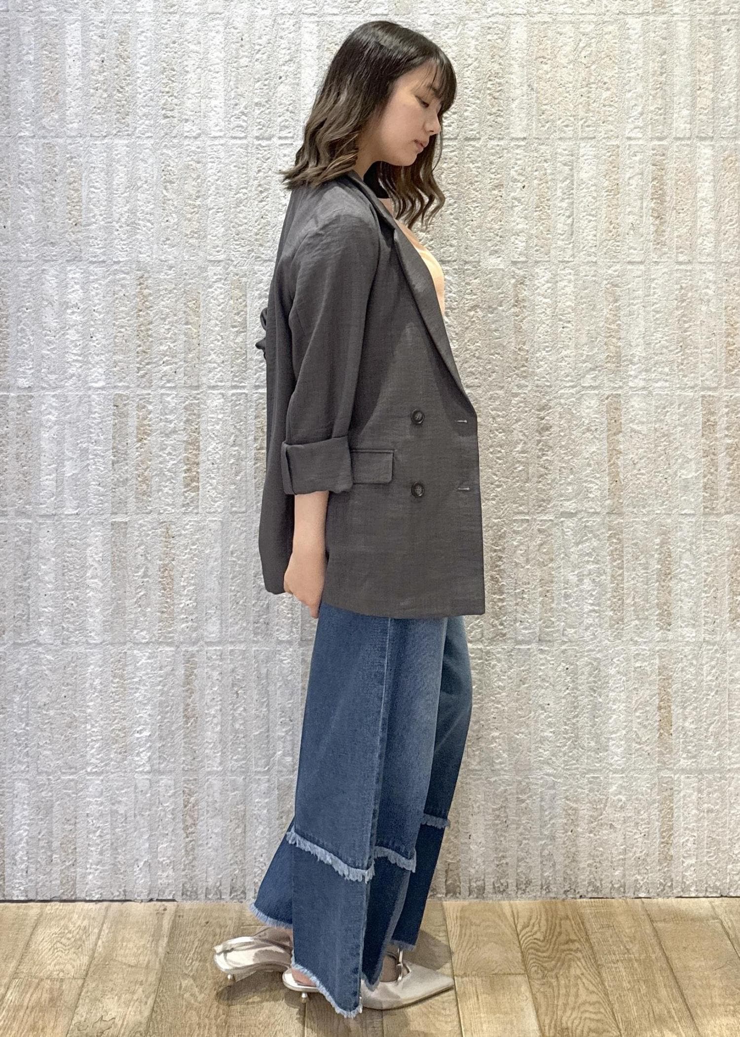 [IRENE アイレネ]切りっぱなし フリンジ デニムジャケッ ト アイレネ - IRENE | Classic Stitch Denim Jecket-Navy-36の通販