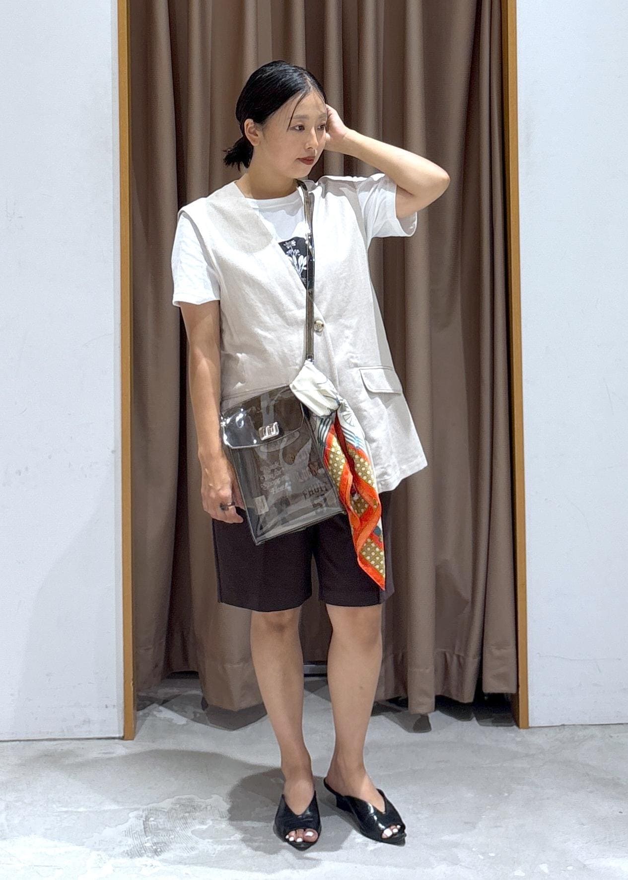 em. エムドット RibbonYarnTweedGilet ツイード ジレ ジレ レディース ツイード 秋冬 フリンジ ダブル ベスト