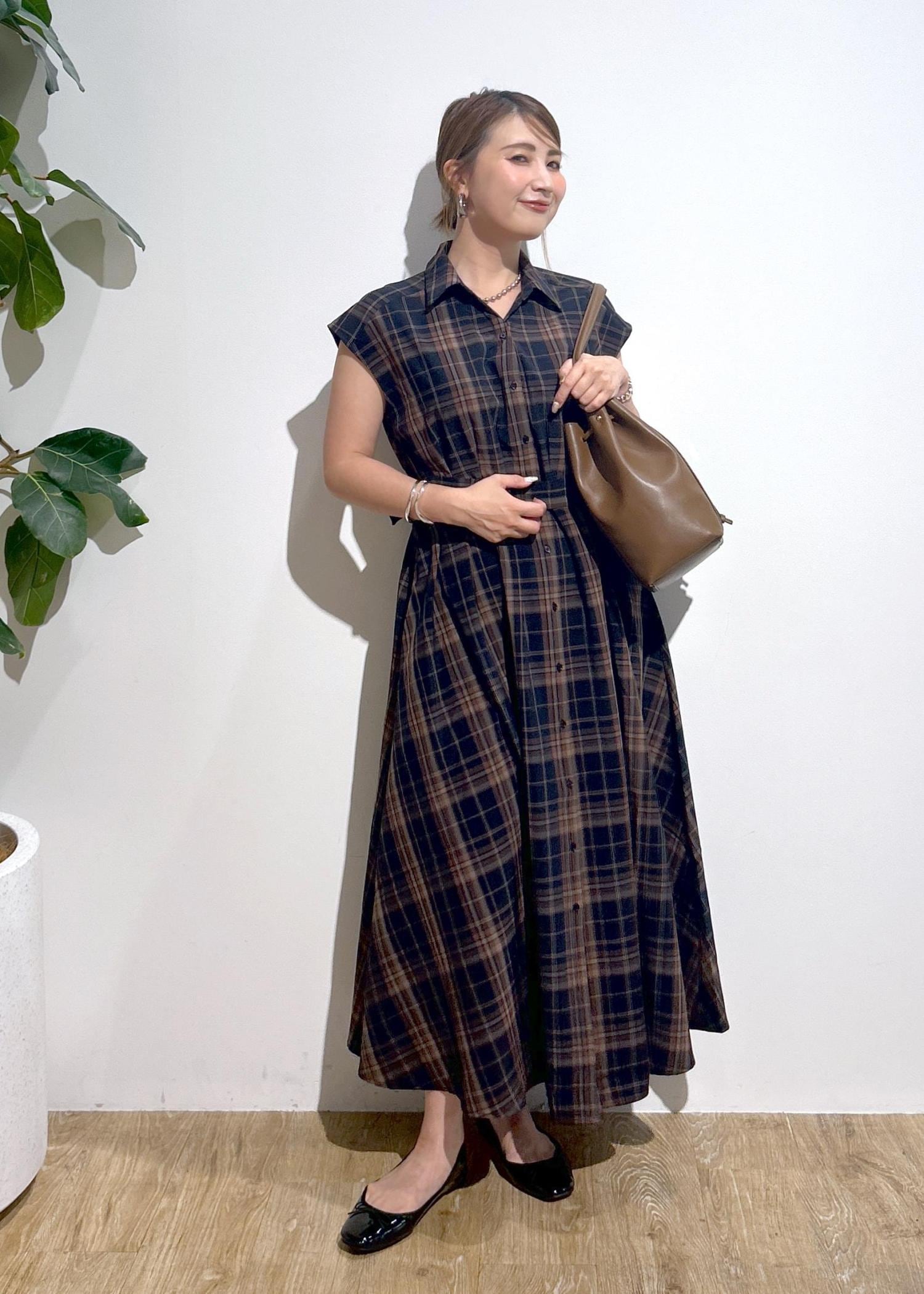 Sheller シアーチェックワンピース　NIJIKO Vistoso シアーチェックシャツワンピース(ワンピース