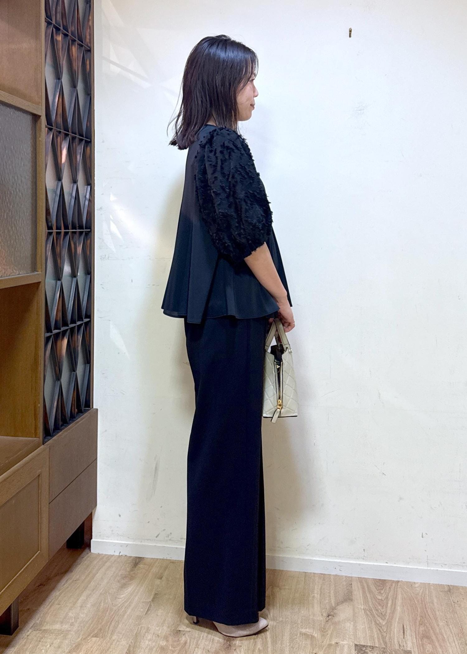 OHGA オーガ suzuran スズラン ジャガード ブラウス ネイビー OHGA オーガ suzuran スズラン ジャガード ブラウス ネイビー