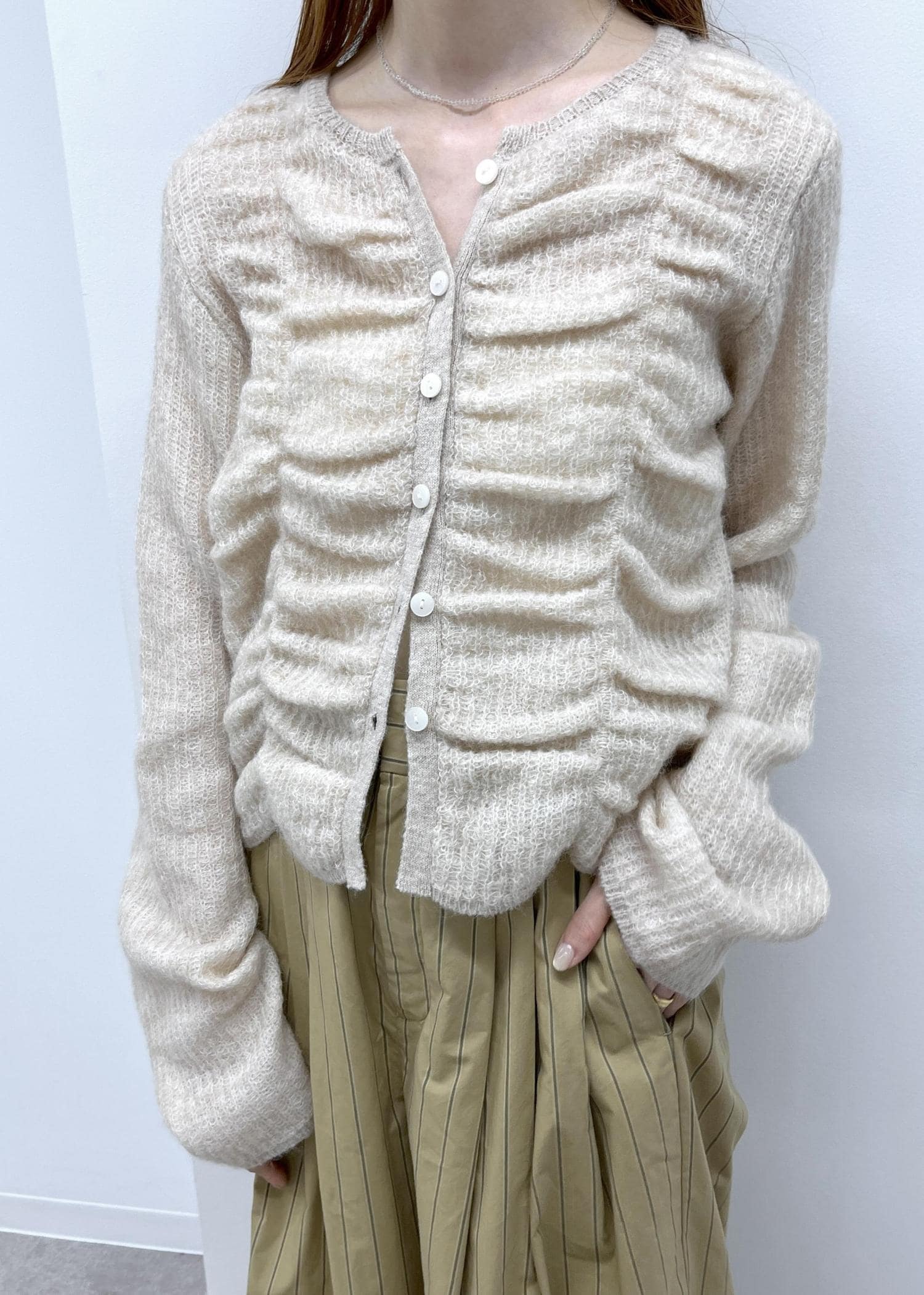 美品！！ADAM ET ROPE ダブルモヘアシャーリングカーディガン ADAM ET ROPÉ FEMME(アダム エ ロペ ファム) / 【WEB限定
