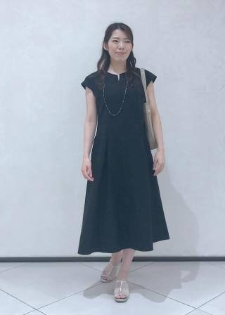 ドレープネックウエストタックカットソーワンピース／ウォッシャブル・吸水速乾 ドレープネックカットソーワンピース／ウォッシャブル・吸水速乾