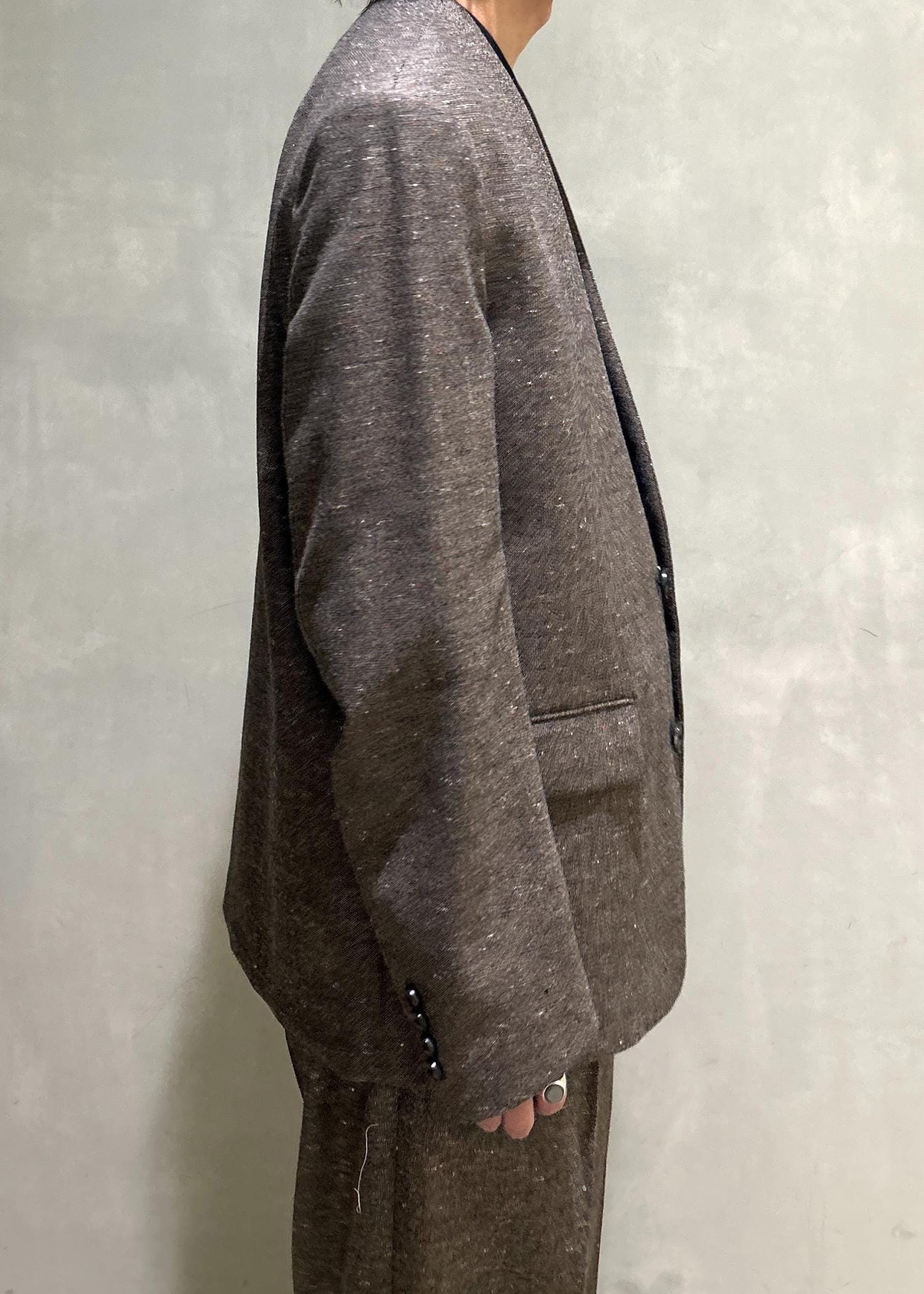 ADAM ET ROPE' ツィードノーカラージャケット ADAM ET ROPE'（アダムエロペ）の「ツィードノーカラー