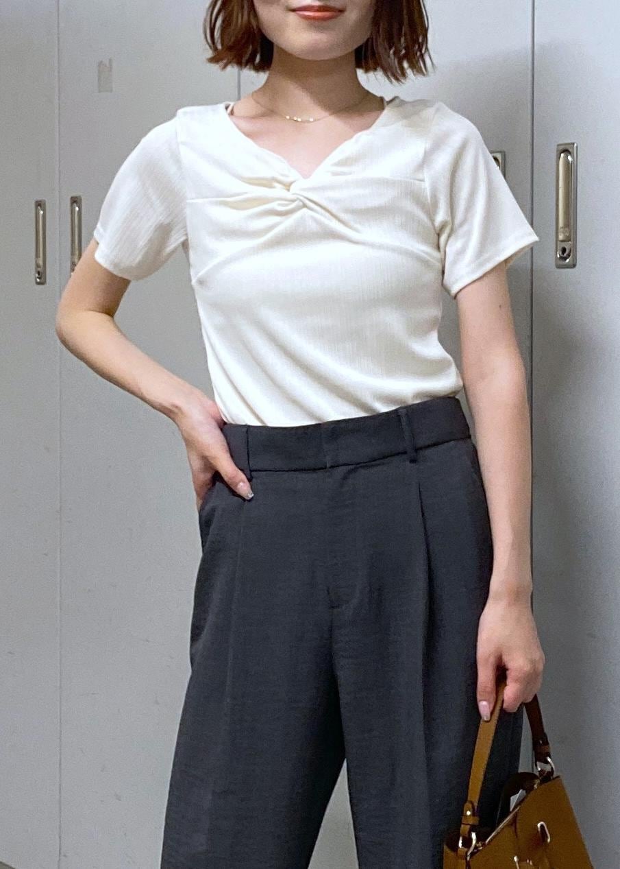 【新品】　Flolia × ViS　パンツスーツ　オフィスカジュアル　Mサイズ Flolia スラックス パンツ ベルト付きハイウエストテーパード