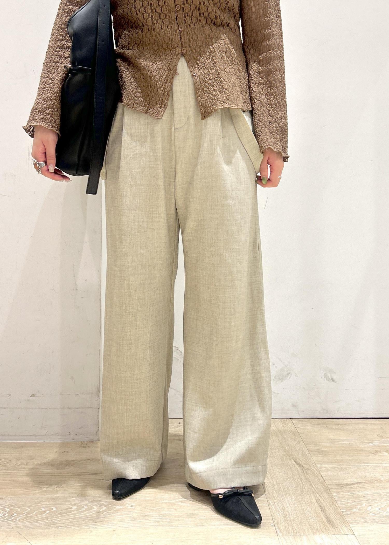 【styling/ スタイリング】アシメテレコカットトップス　オンライン完売 ラッフルニットベアトップ(ニット/カーディガン)｜トップス