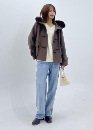 ROPÉ PICNIC リンクコーデ ジャージメルトンファー付きダッフルコート ROPÉ PICNIC(ロペピクニック) / ジャージメルトンファー付き